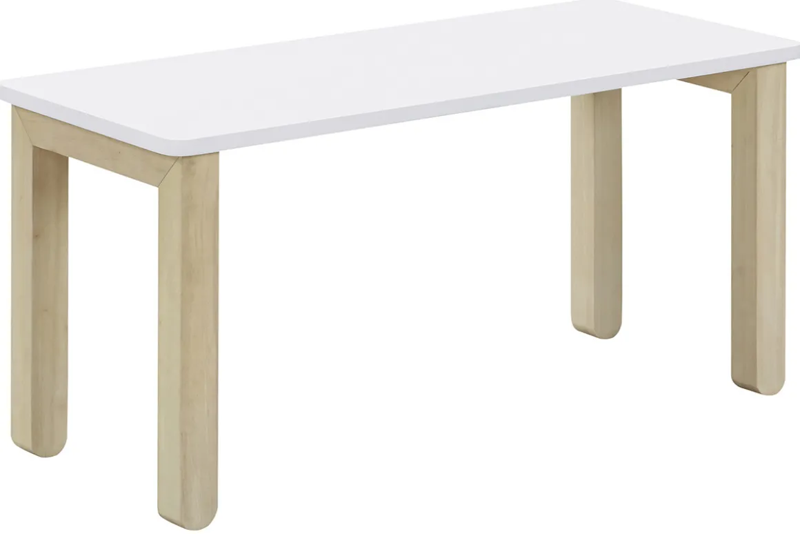 Sale Miliboo Mesa de centro nórdica con banco integrado blanco y madera clara CYBEL
