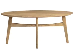 Hot Miliboo Mesa de centro ovalada de madera de mango maciza clara 100 cm PALEY