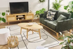 Hot Miliboo Mesa de centro ovalada de madera de mango maciza clara 100 cm PALEY