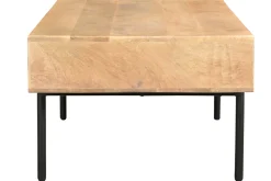 Hot Miliboo Mesa de centro rectangular con 2 cajones de madera maciza de mango y metal negro 100 cm JUDE