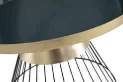 Best Sale Miliboo Mesa de centro redonda de acero lacado azul petróleo y dorado 55 cm diám. SPLEEN