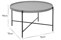 Outlet Miliboo Mesa de centro redonda de madera clara y metal negro 75 cm BASSY