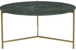 Hot Miliboo Mesa de centro redonda de diseño de mármol verde y latón 90 cm SILLON