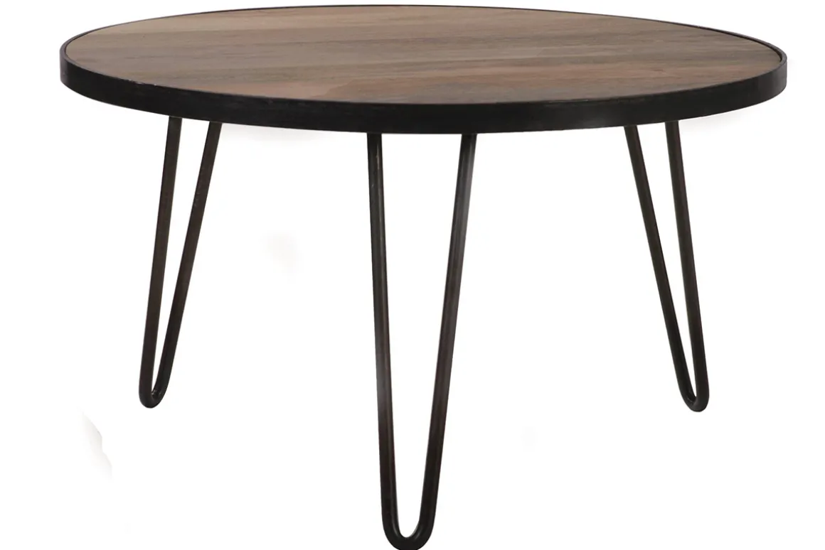 Cheap Miliboo Mesa de centro redonda diseño industrial 80x45 cm ATELIER