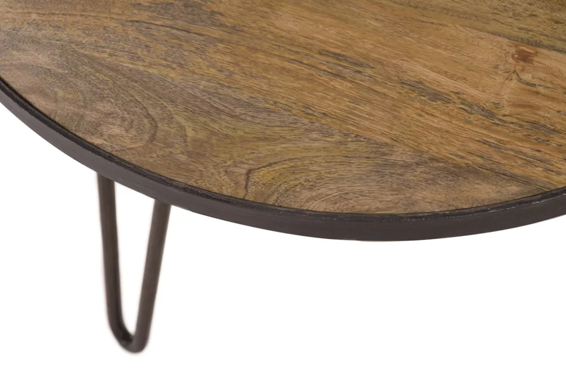 Cheap Miliboo Mesa de centro redonda diseño industrial 80x45 cm ATELIER