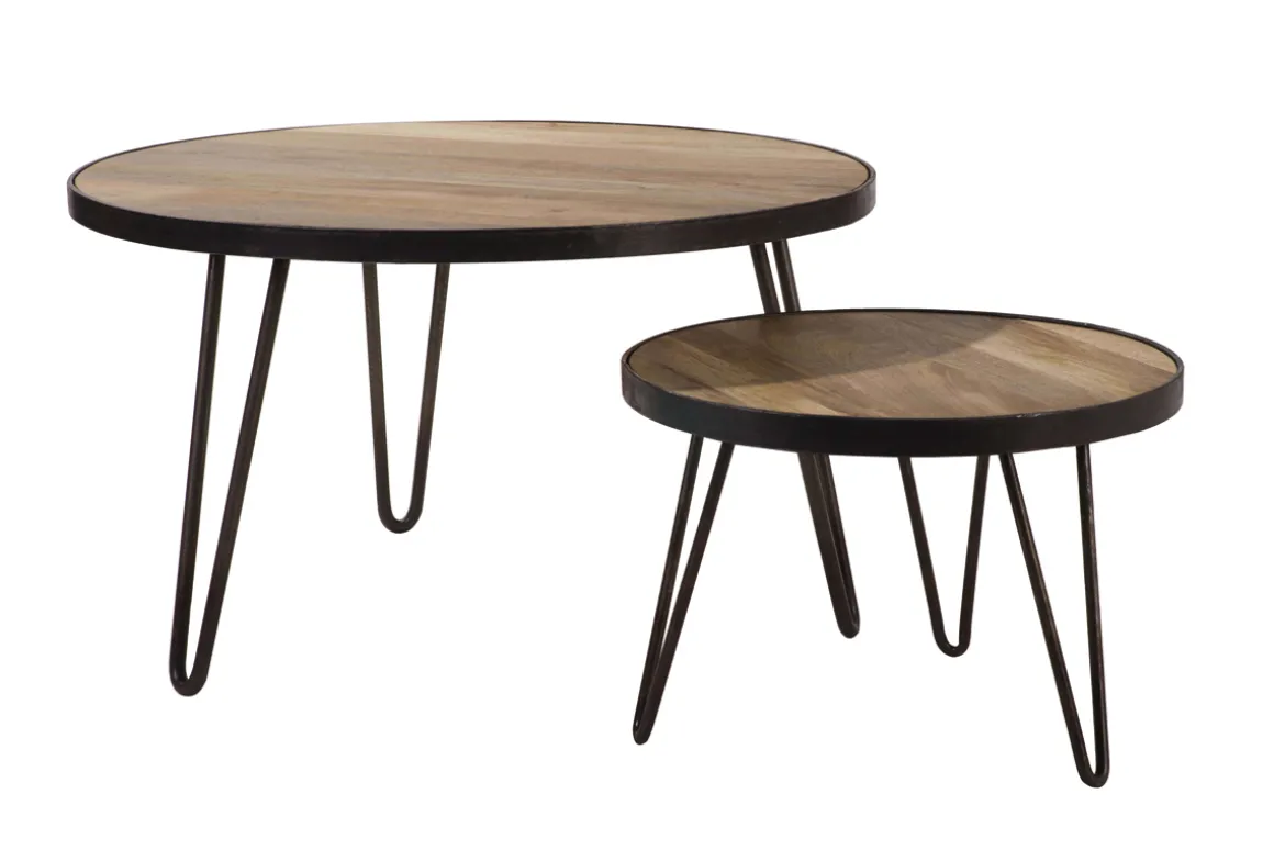 Cheap Miliboo Mesa de centro redonda diseño industrial 80x45 cm ATELIER