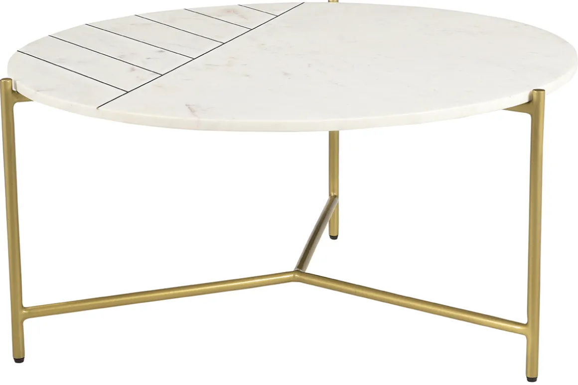 Flash Sale Miliboo Mesa de centro redonda en mármol blanco SILLON