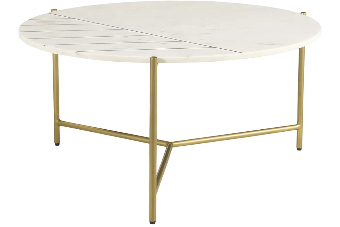 Flash Sale Miliboo Mesa de centro redonda en mármol blanco SILLON