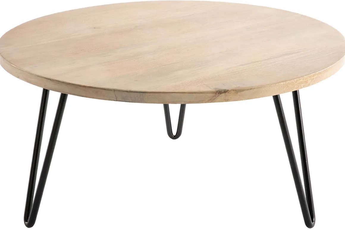 Outlet Miliboo Mesa de centro redonda mango patas horquilla metal VIBES