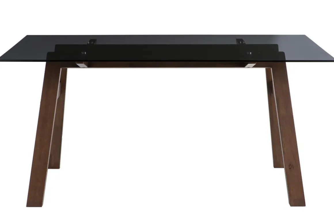 Flash Sale Miliboo Mesa de comedor cristal ahumado negro y madera L160 cm BACCO
