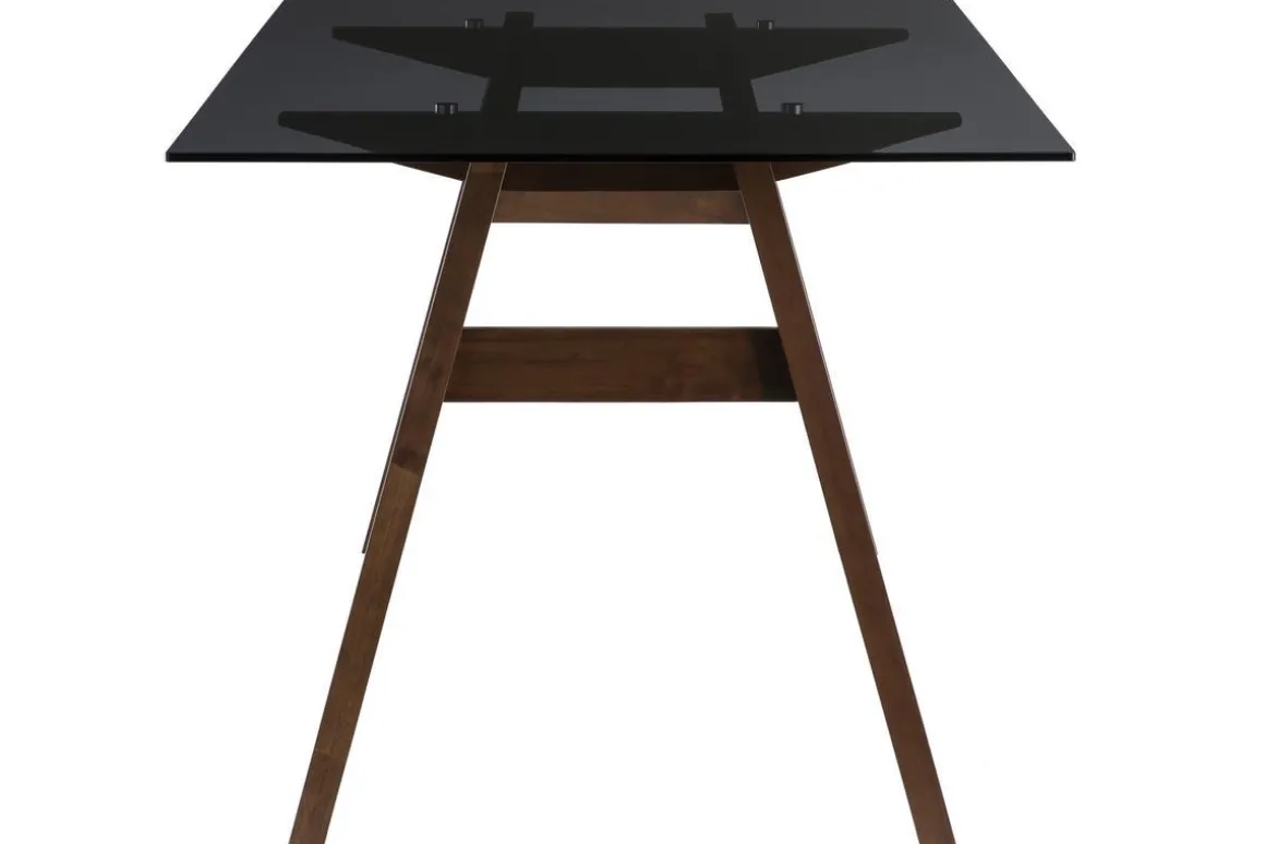 Flash Sale Miliboo Mesa de comedor cristal ahumado negro y madera L160 cm BACCO