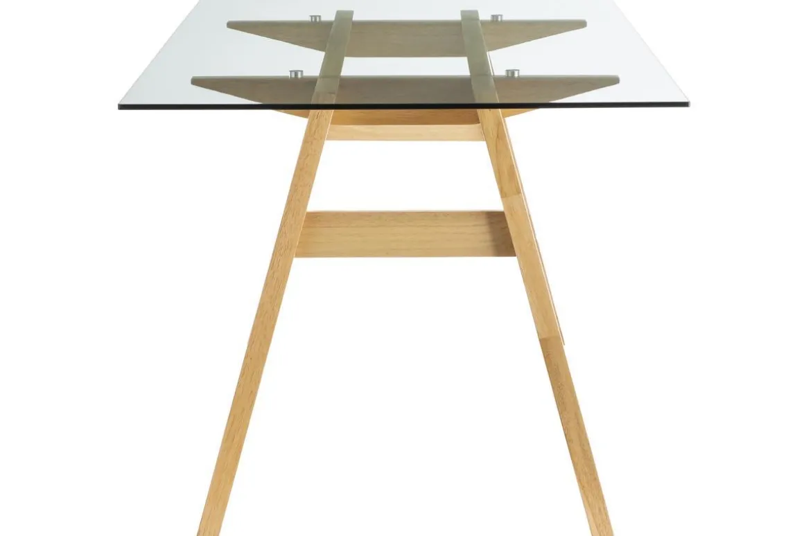 Flash Sale Miliboo Mesa de comedor cristal transparente y madera L160 cm BACCO