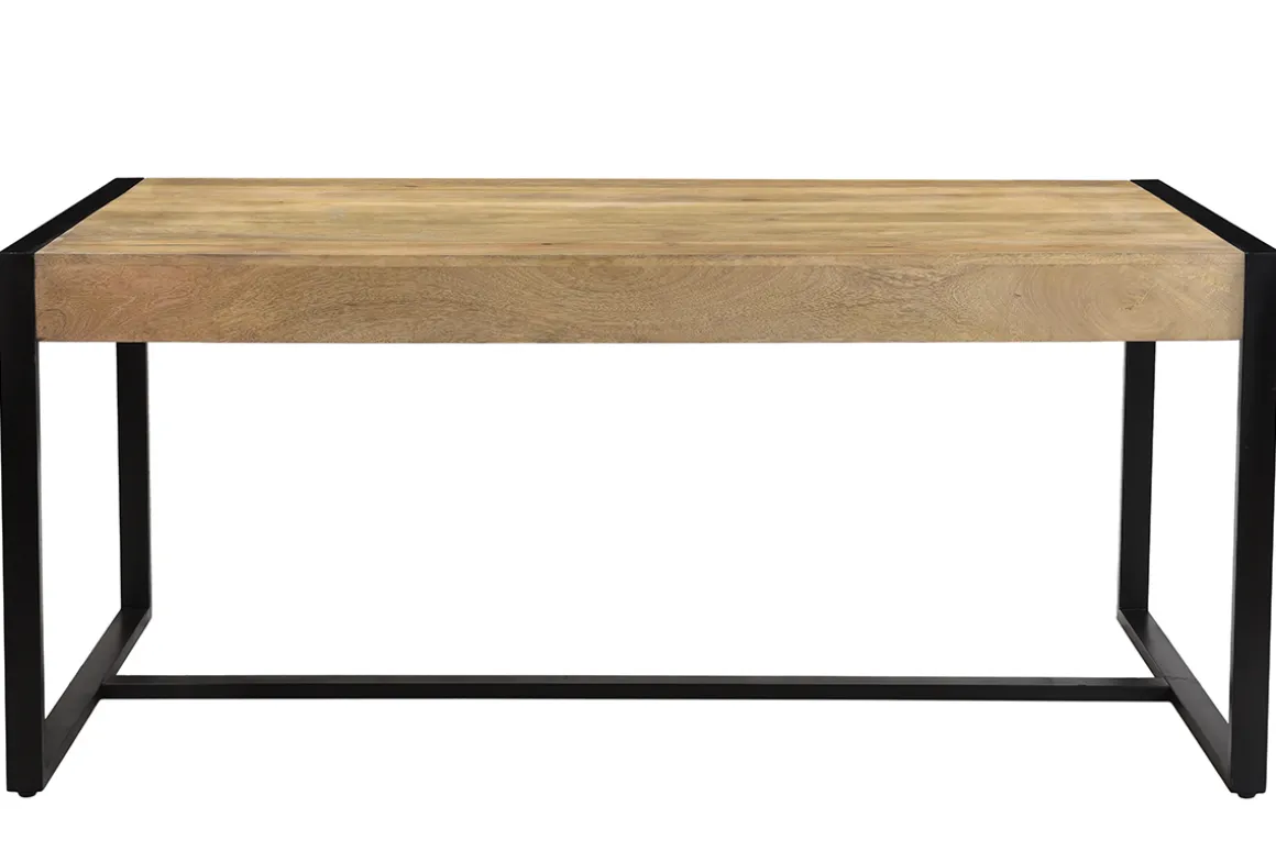 Hot Miliboo Mesa de comedor de madera de mango maciza y metal negro 175 cm BERGEN