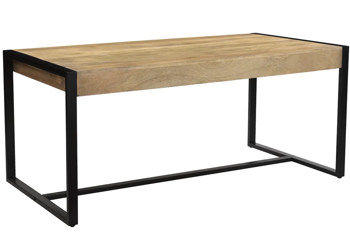 Hot Miliboo Mesa de comedor de madera de mango maciza y metal negro 175 cm BERGEN