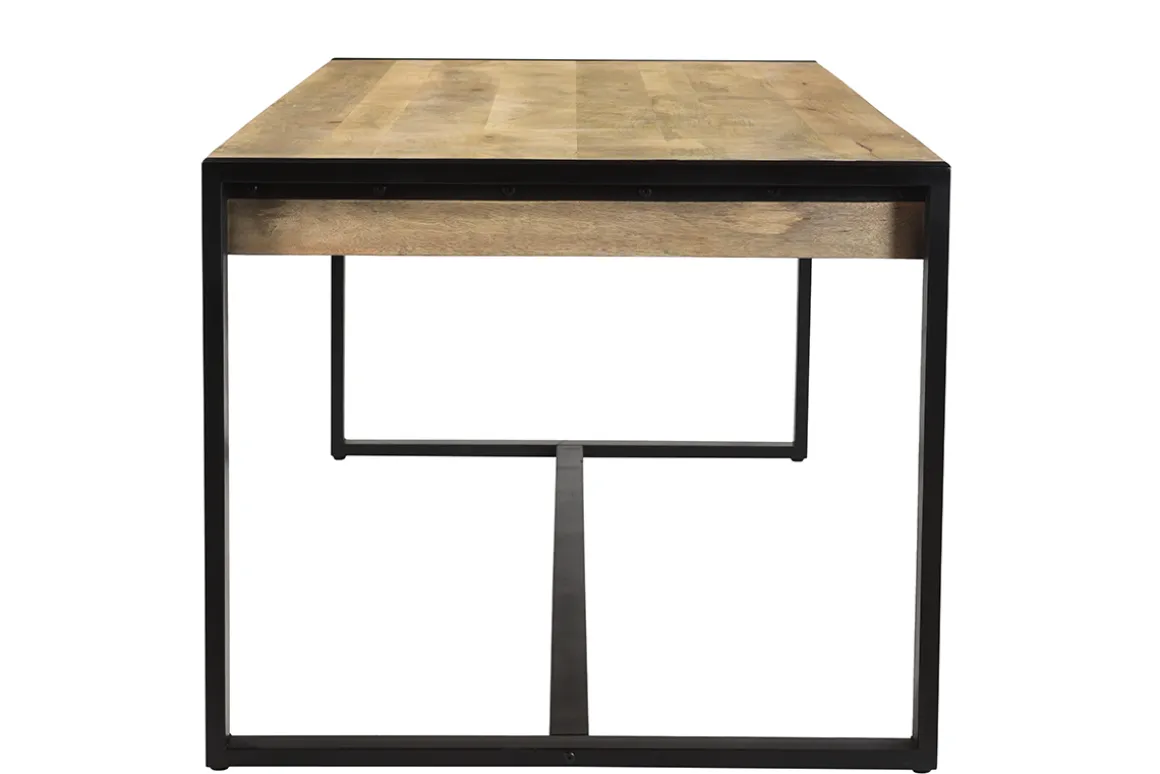 Hot Miliboo Mesa de comedor de madera de mango maciza y metal negro 175 cm BERGEN