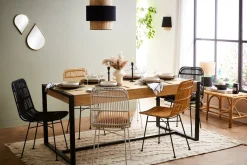Hot Miliboo Mesa de comedor de madera de mango maciza y metal negro 175 cm BERGEN