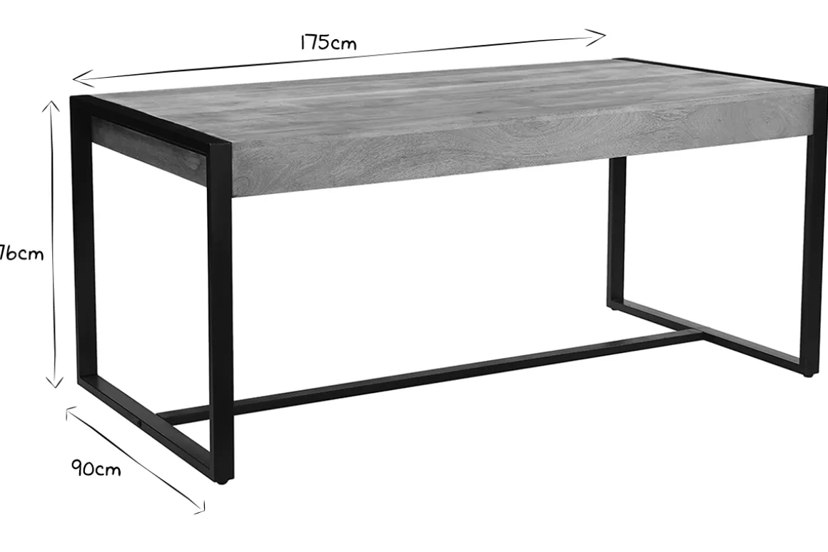 Hot Miliboo Mesa de comedor de madera de mango maciza y metal negro 175 cm BERGEN