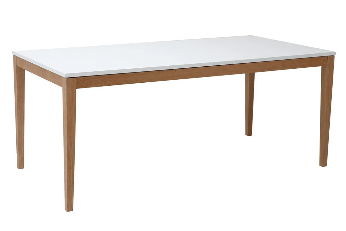 Sale Miliboo Mesa de comedor diseño extensible blanca patas madera L180-260 DELAH
