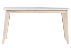 Outlet Miliboo Mesa de comedor diseño extensible blanca y madera clara L150-200 LEENA