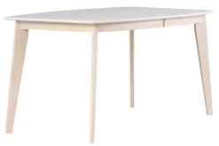 Outlet Miliboo Mesa de comedor diseño extensible blanca y madera clara L150-200 LEENA
