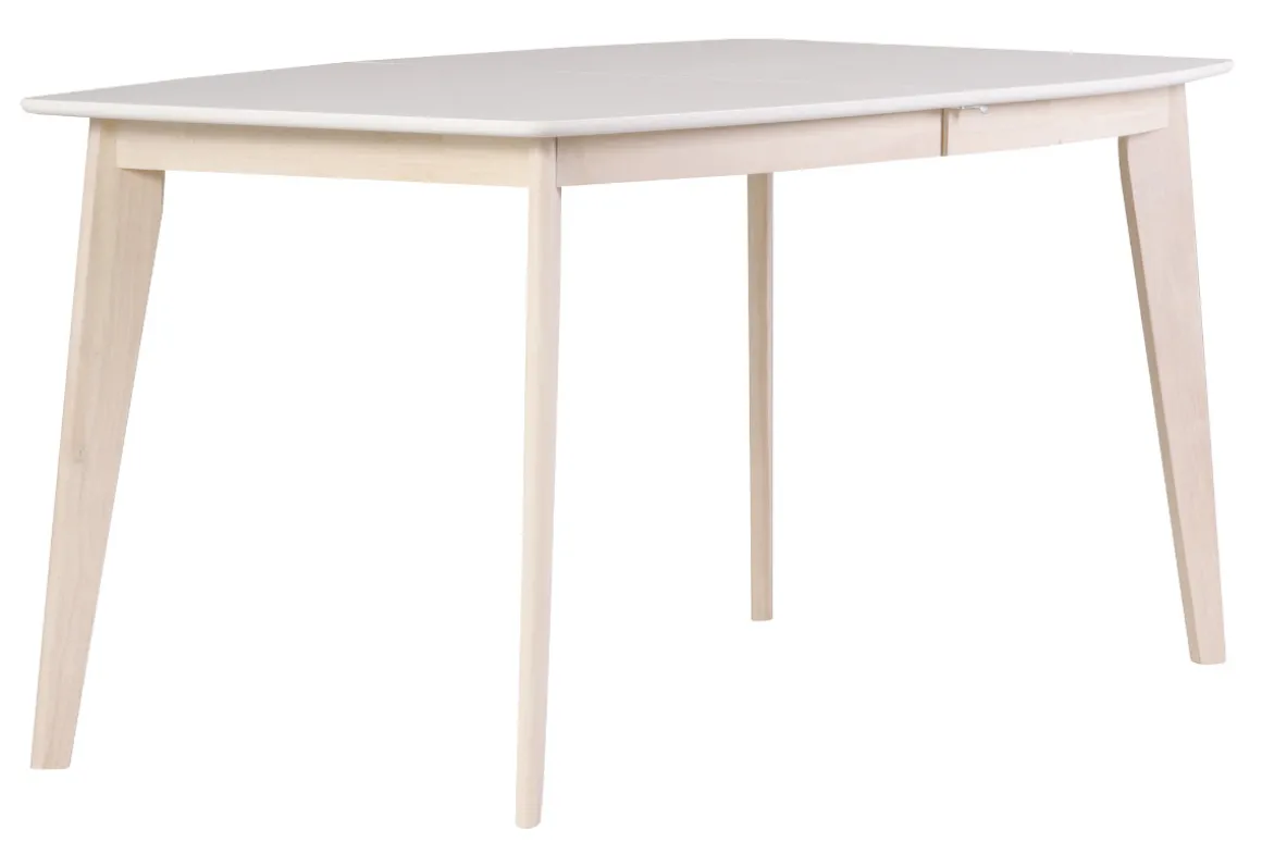 Outlet Miliboo Mesa de comedor diseño extensible blanca y madera clara L150-200 LEENA