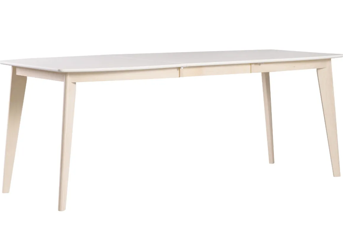 Outlet Miliboo Mesa de comedor diseño extensible blanca y madera clara L150-200 LEENA