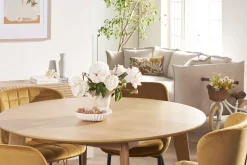 Flash Sale Miliboo Mesa de comedor diseño redonda extensible roble L120-150 LEENA