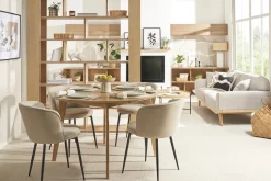 Flash Sale Miliboo Mesa de comedor diseño redonda extensible roble L120-150 LEENA