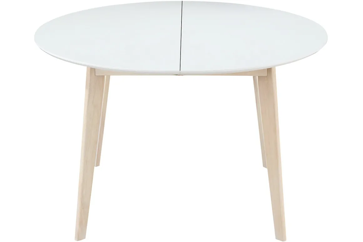 Online Miliboo Mesa de comedor diseño redonda extensible blanca y madera L120-150 LEENA