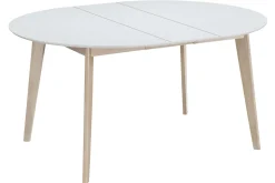 Online Miliboo Mesa de comedor diseño redonda extensible blanca y madera L120-150 LEENA