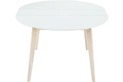 Online Miliboo Mesa de comedor diseño redonda extensible blanca y madera L120-150 LEENA