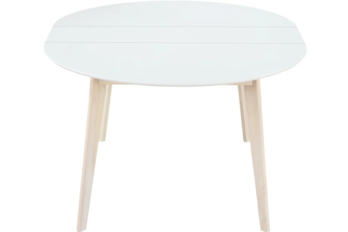 Online Miliboo Mesa de comedor diseño redonda extensible blanca y madera L120-150 LEENA