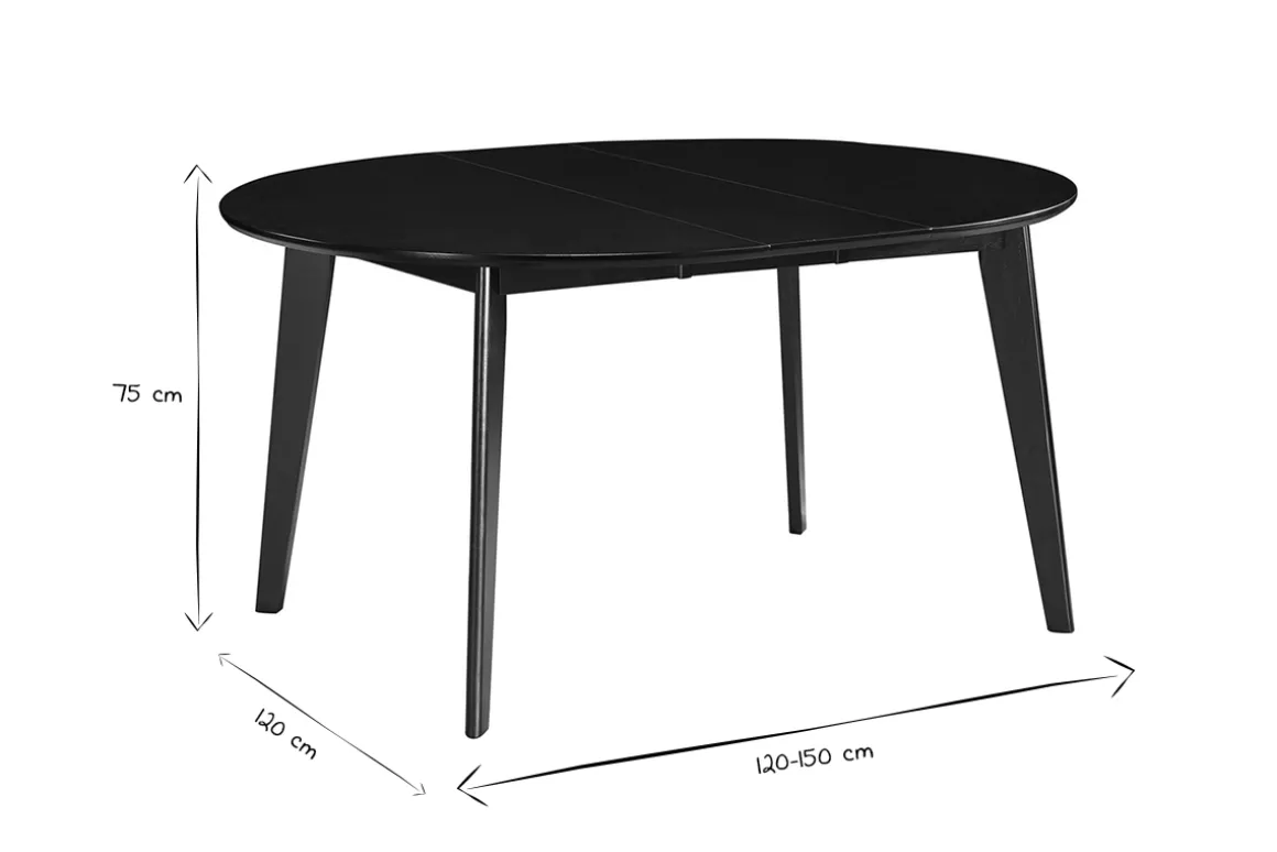 Cheap Miliboo Mesa de comedor extensible redonda negra L120-150 cm LEENA