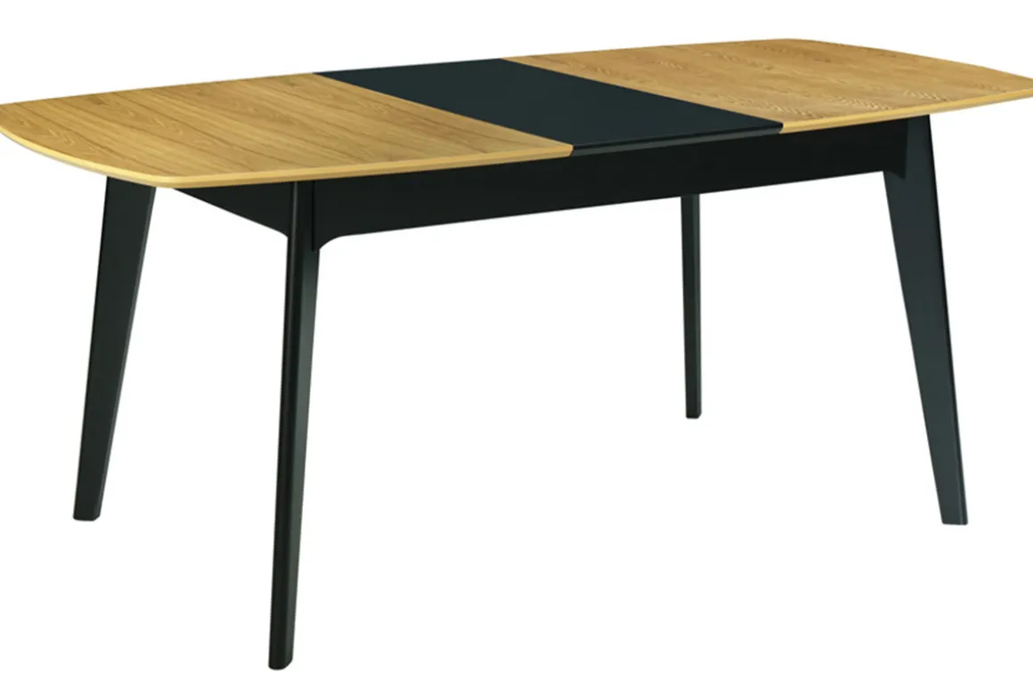 Online Miliboo Mesa de comedor extensible madera y negro L140-180 cm MEENA