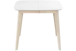 Sale Miliboo Mesa de comedor extensible nórdica blanca y madera L90-130 LEENA