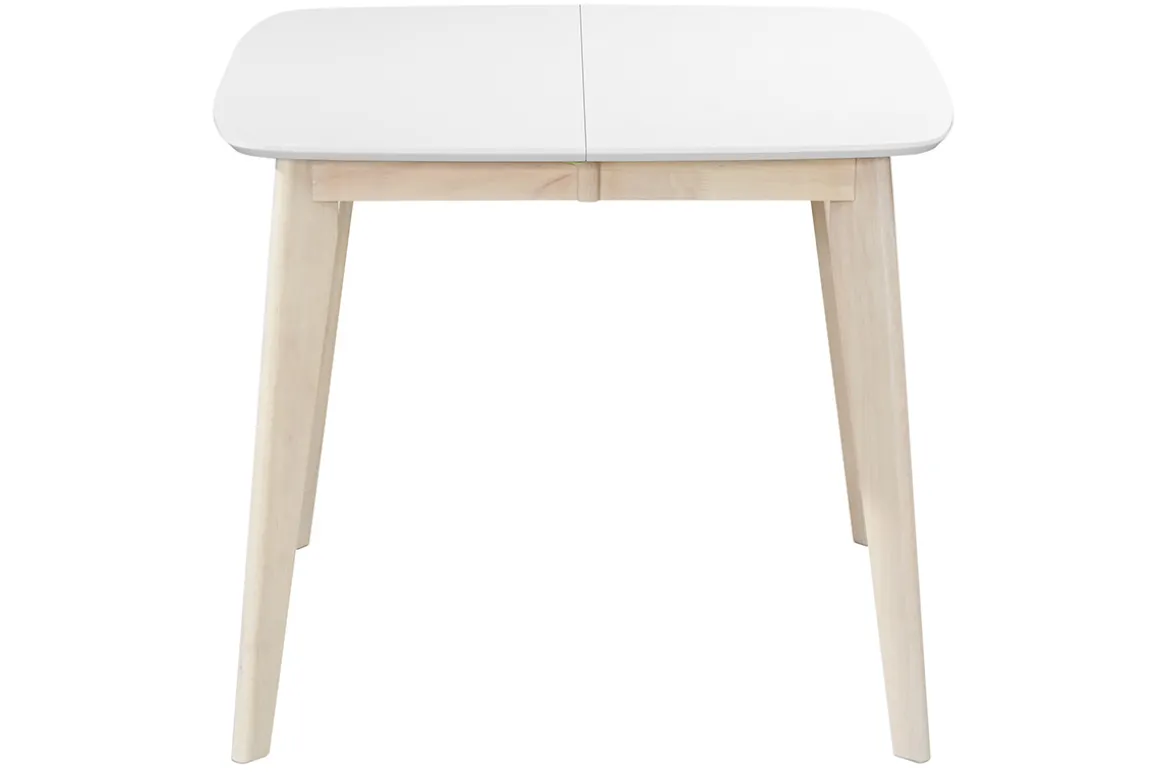 Sale Miliboo Mesa de comedor extensible nórdica blanca y madera L90-130 LEENA