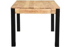 Discount Miliboo Mesa de comedor extensible en acacia maciza y metal negro L120-210 cm TRAP