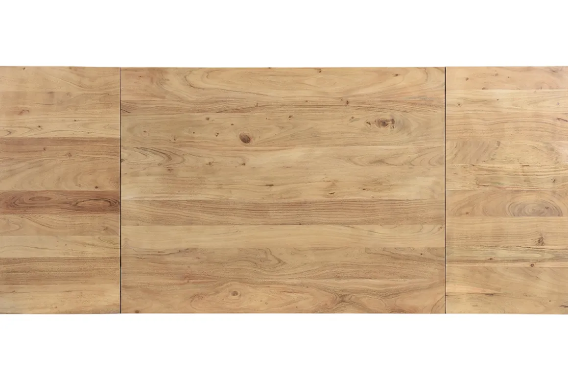 Discount Miliboo Mesa de comedor extensible en acacia maciza y metal negro L120-210 cm TRAP