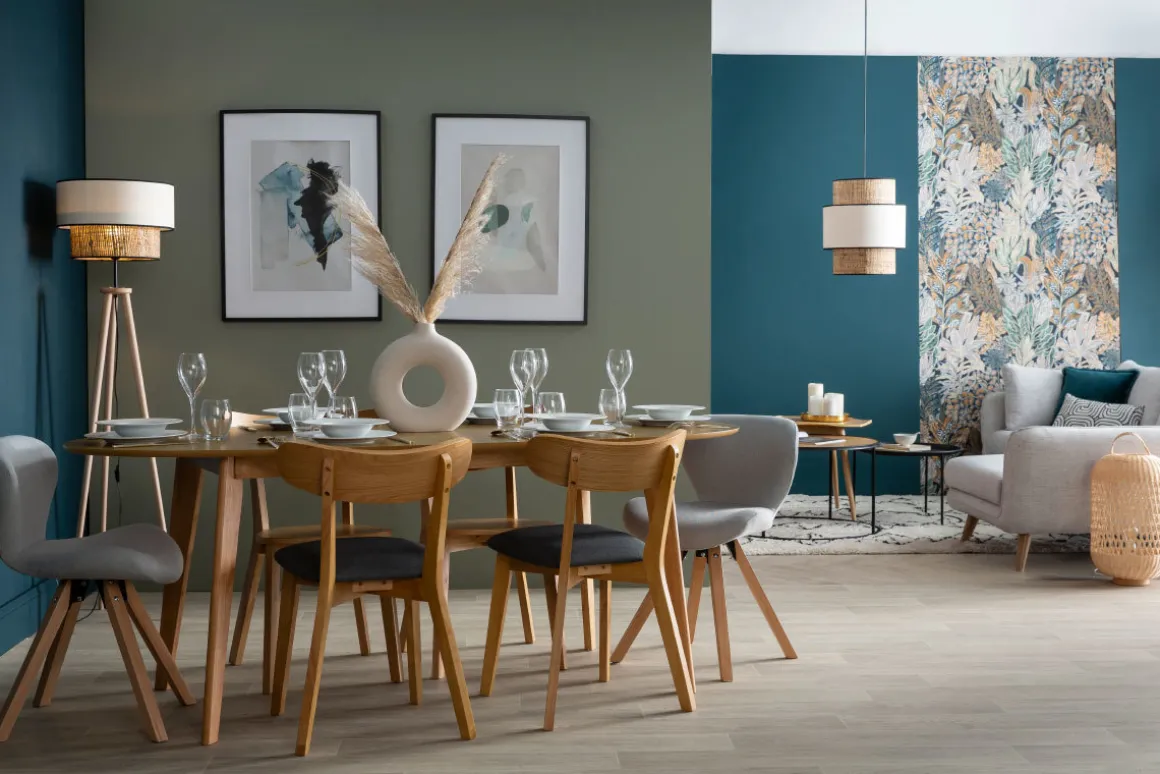 Store Miliboo Mesa de comedor extensible diseño roble L150-200 MARIK