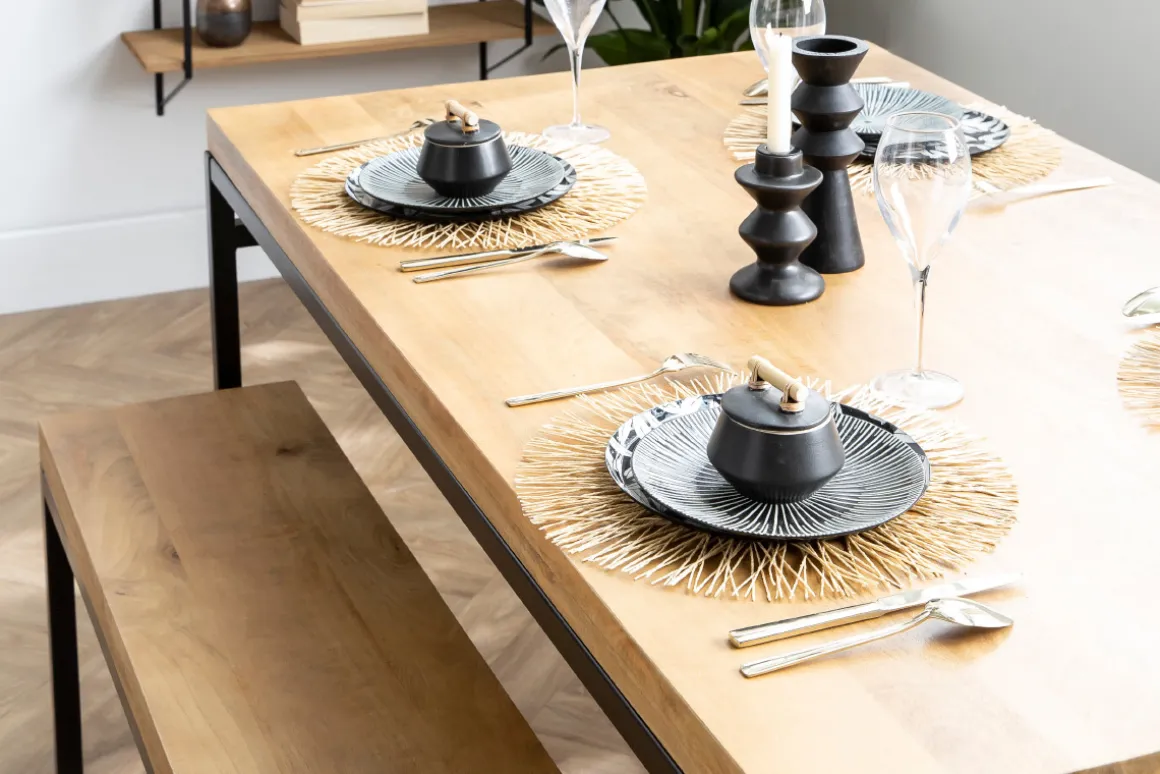Best Miliboo Mesa de comedor industrial mango bruto y metal L160 YPSTER