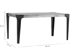 Discount Miliboo Mesa de comedor industrial acero y madera L160 MADISON