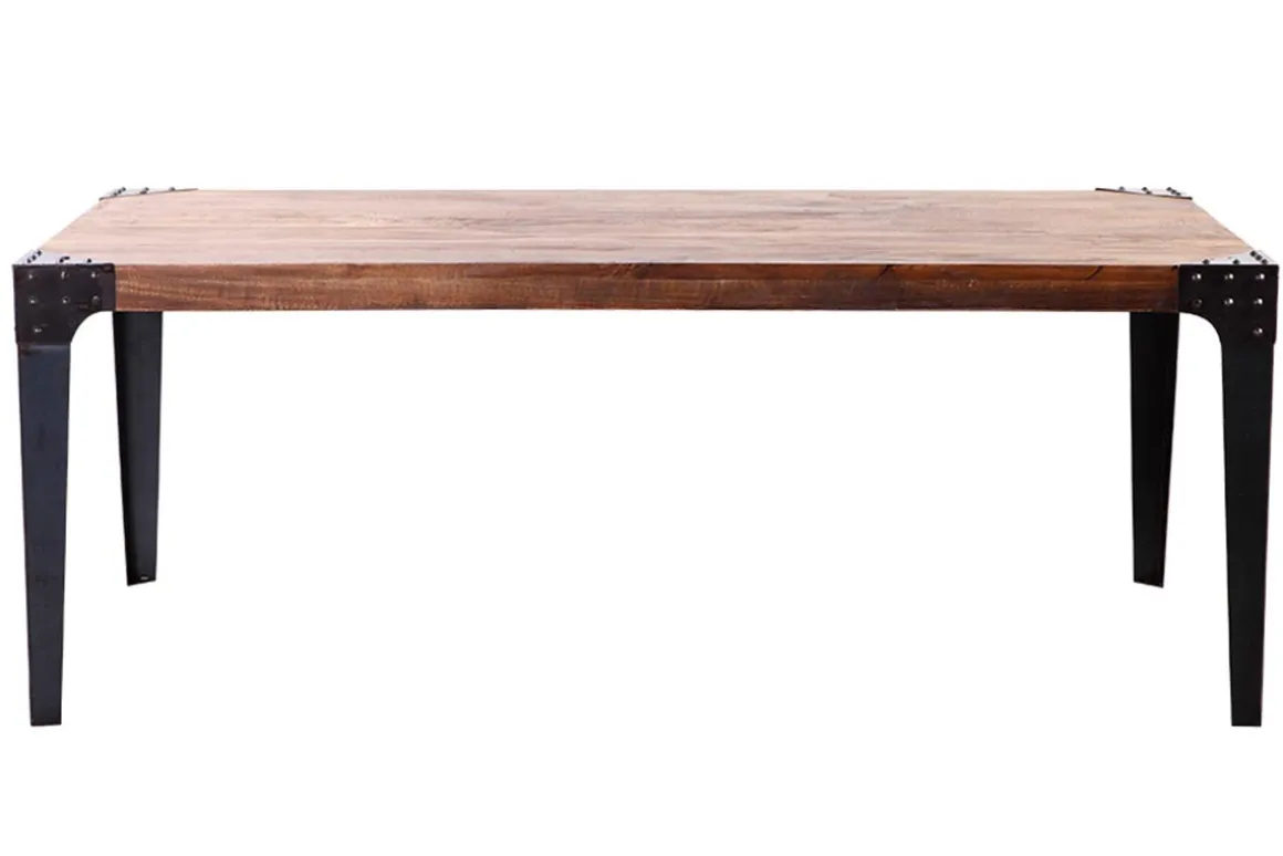 Shop Miliboo Mesa de comedor industrial acero y madera L200 MADISON