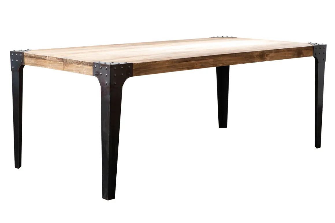 Shop Miliboo Mesa de comedor industrial acero y madera L200 MADISON