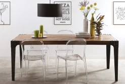 Shop Miliboo Mesa de comedor industrial acero y madera L200 MADISON
