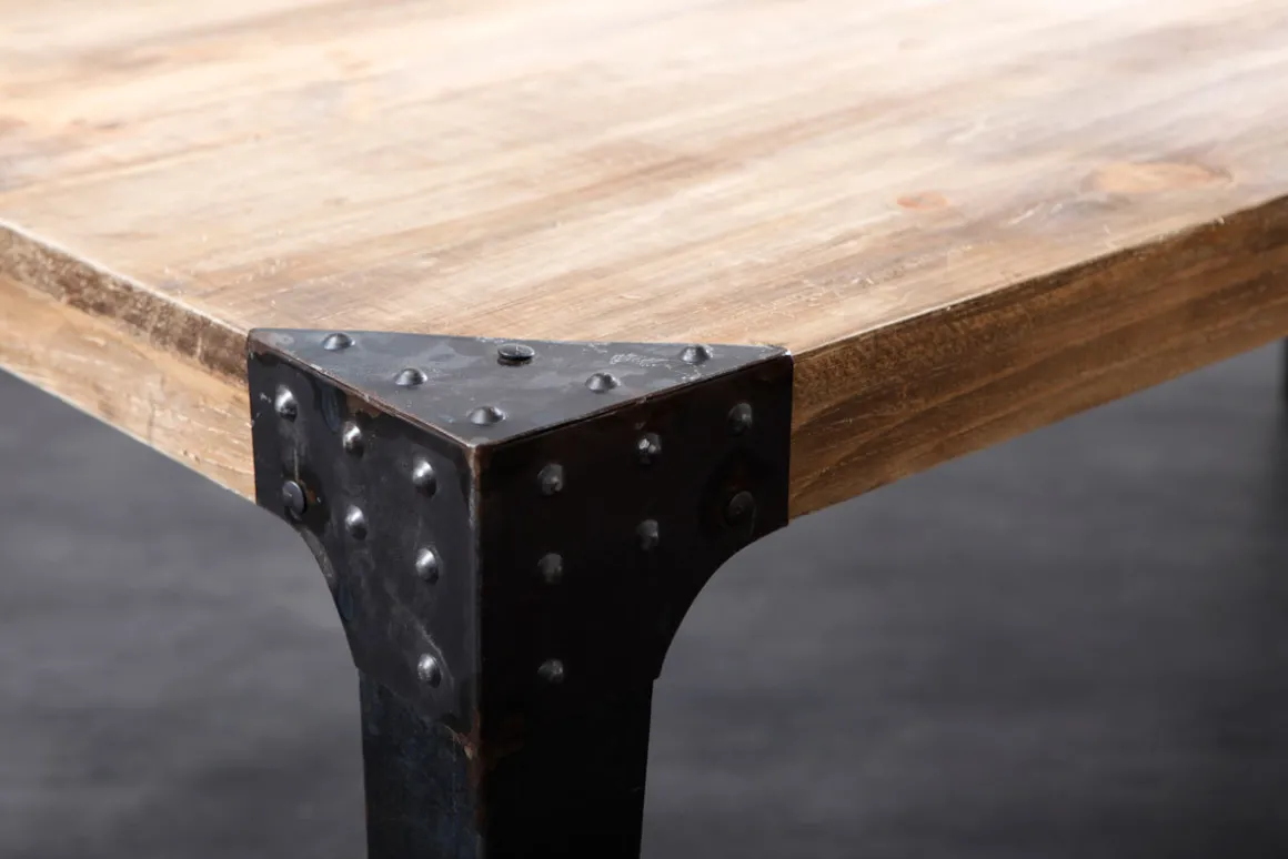 Shop Miliboo Mesa de comedor industrial acero y madera L200 MADISON