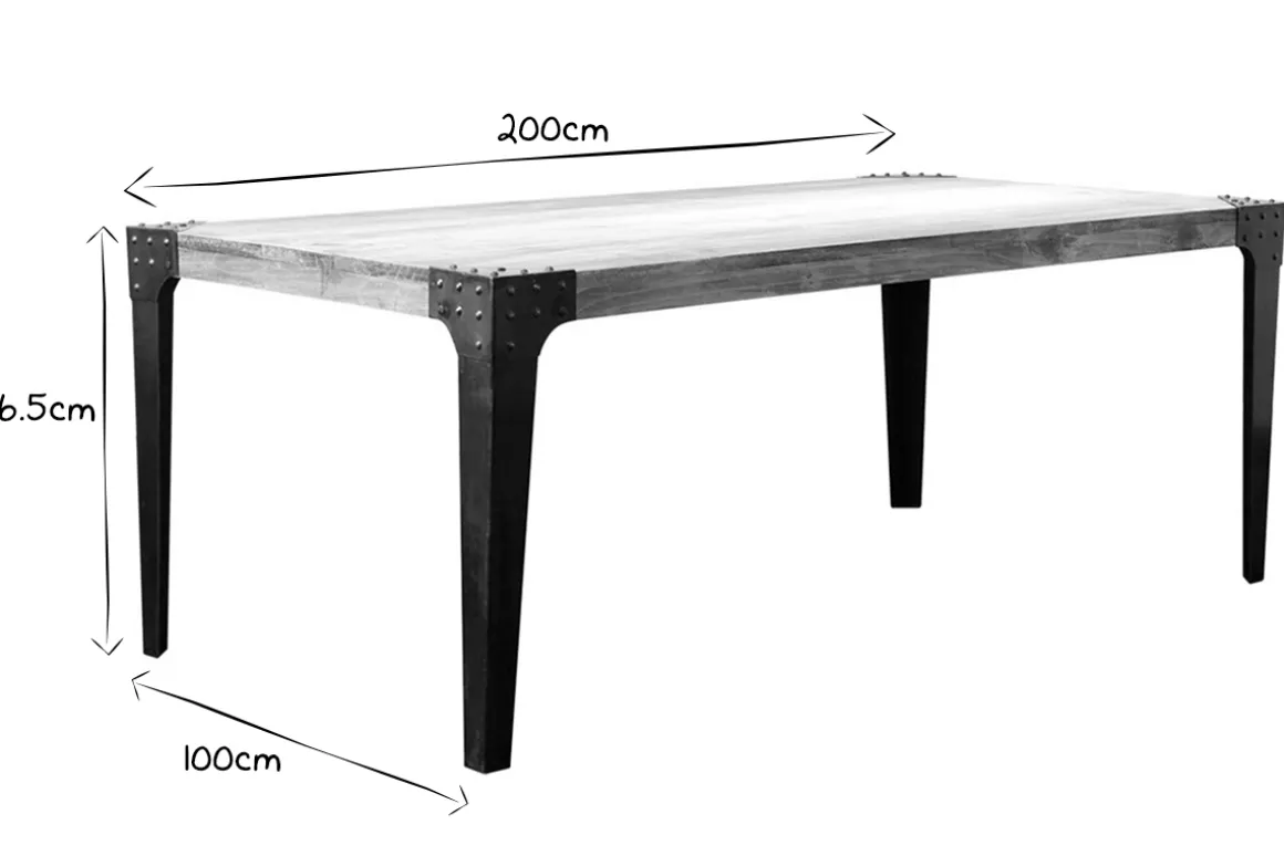 Shop Miliboo Mesa de comedor industrial acero y madera L200 MADISON