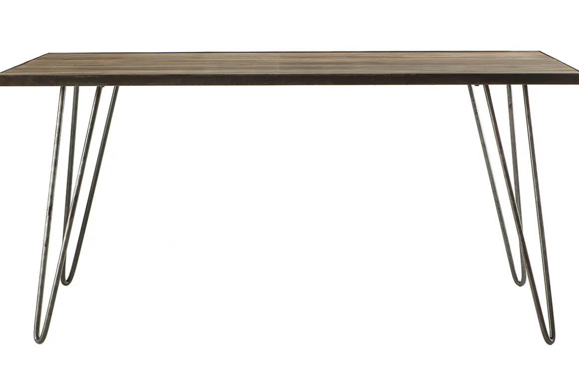 Best Miliboo Mesa de comedor industrial rectangular madera metal L160 ATELIER