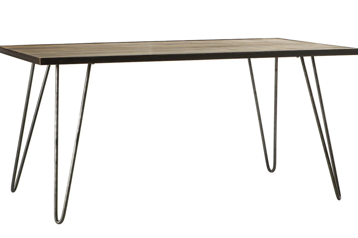 Best Miliboo Mesa de comedor industrial rectangular madera metal L160 ATELIER