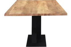 Discount Miliboo Mesa de comedor industrial rectangular de madera de acacia maciza y metal negro 200 cm VALLEY