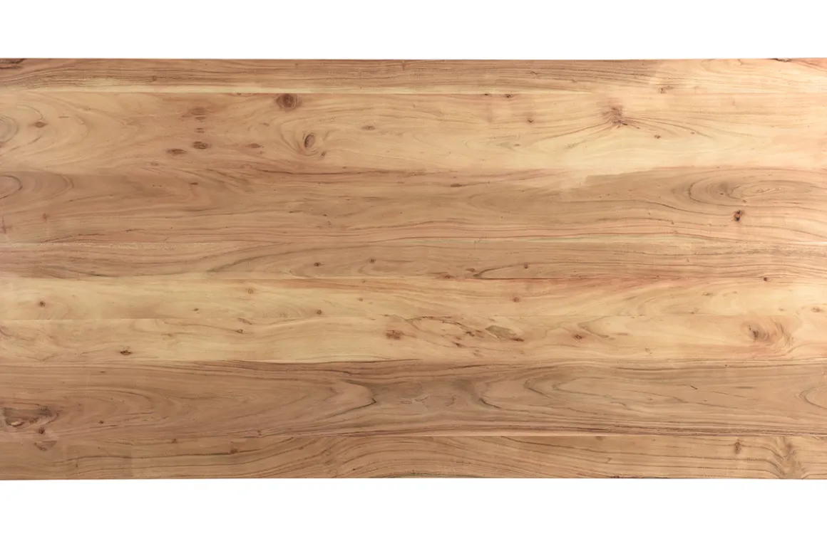 Discount Miliboo Mesa de comedor industrial rectangular de madera de acacia maciza y metal negro 200 cm VALLEY